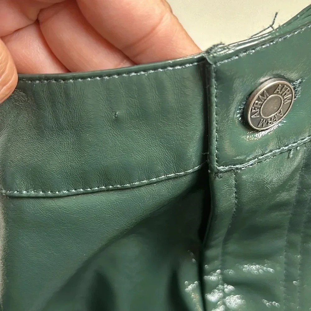 AFRM Wynn Wide Leg Pants Faux Leather Womens Size 25 High Waist Dark Green